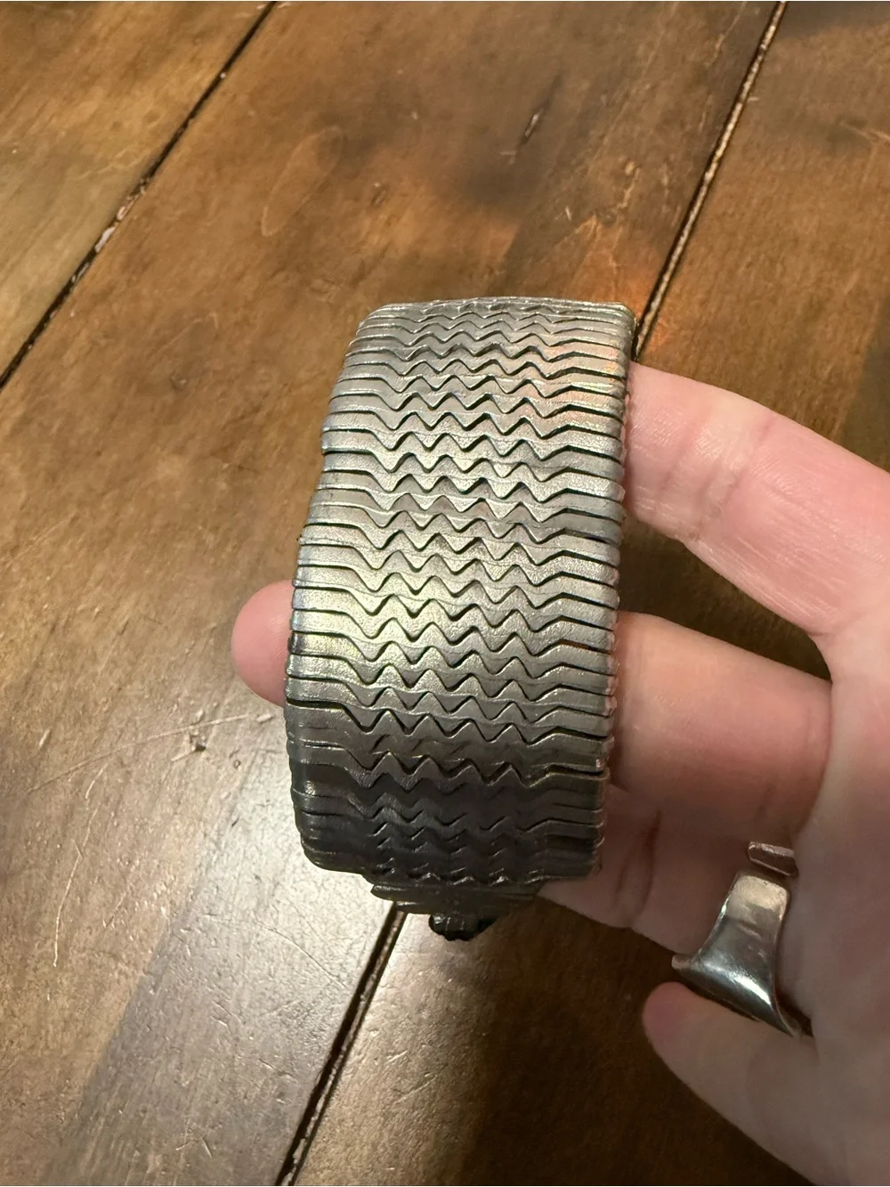 Rajasthan Silver-Plated Scale Cuff Bracelet with Cord Closure, 3.5 cm Wide